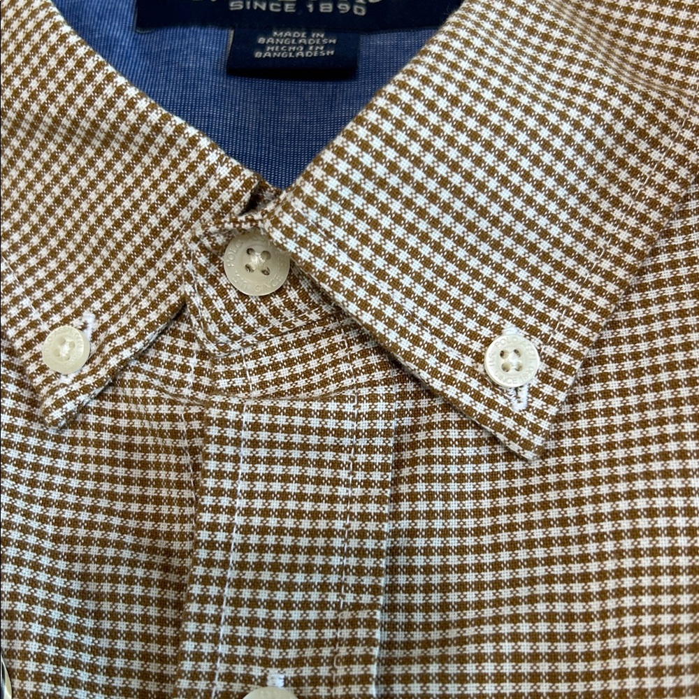 NWT U.S. Polo Assn. Men's Tan and Brown Micro-Check Button-Down Shirt - Picture 6 of 7